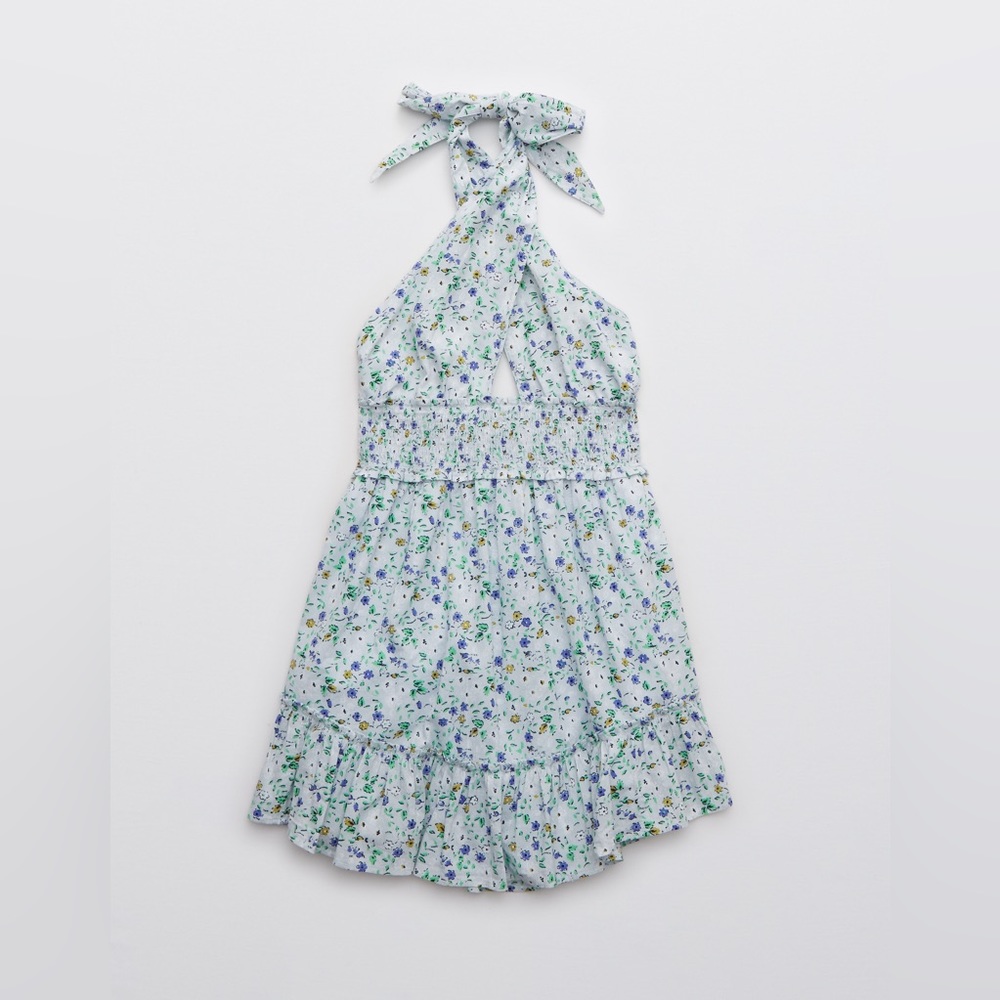 Aerie Spring Fling Eyelet Halter Dress Women’s Size XL